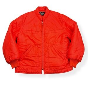 VTG Sears Outerwear Puffer Jacket Orange Quilted Insulated Coat TALON Men's L